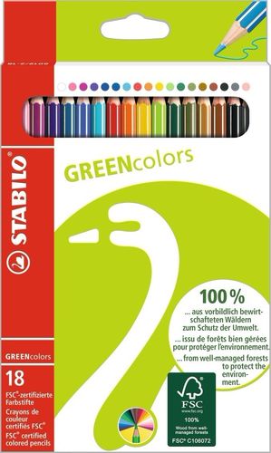 Crayons de couleur GREENcolor - Etui de 18