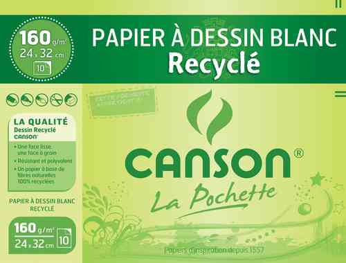 Pochette "Canson Recyclé" 24x32 - 160g. - Blanc