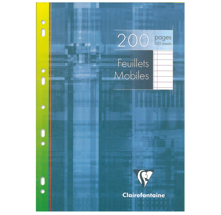 Clairefontaine Feuillets Mobiles Paquet de 200 Pages ligné avec marge 21 x 29,7 cm Blanc 