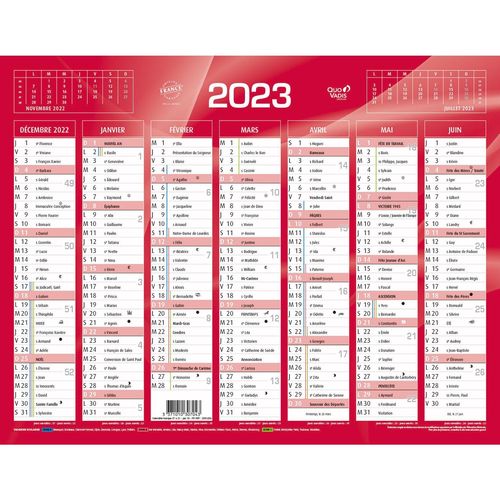Calendrier de banque rouge 2023, 270 x 210 mm