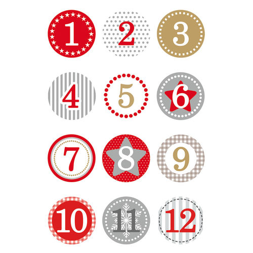 Stickers de Noel "chiffres calendrier de l'avent" - Rouge