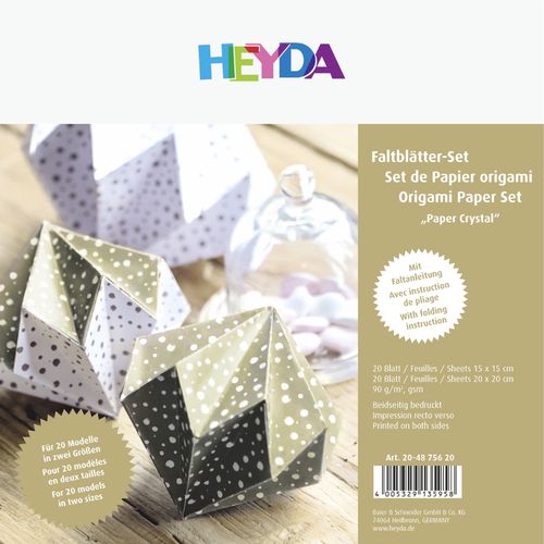 Kit de papier origami "Cristal" - Blanc/Or - 2 formats