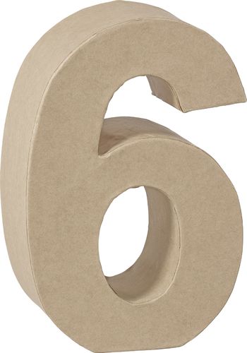 Chiffre 3D "6", papier mâché, 175 x 55 mm