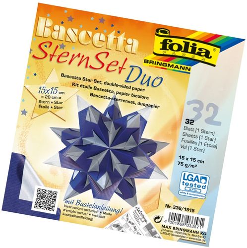 Papiers pour origami duo "Bascetta" - Bleu/argent