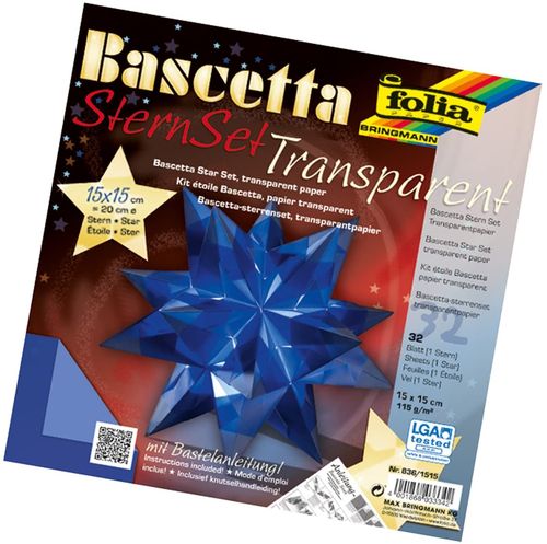 Papiers pour origami "Bascetta" - 15 x 15 cm - Bleu