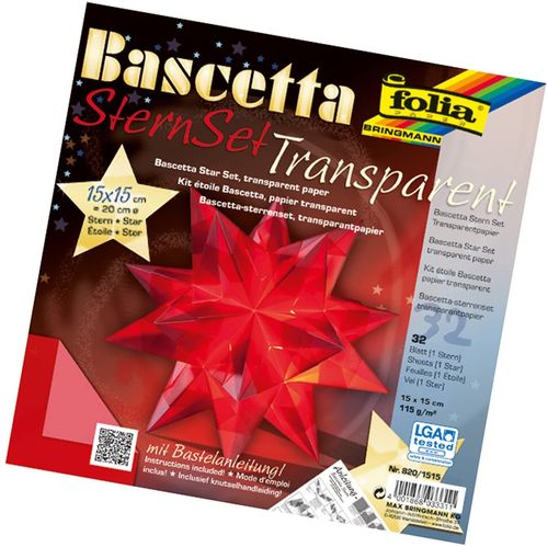 Papiers pour origami "Bascetta" - 15 x 15 cm - Rouge
