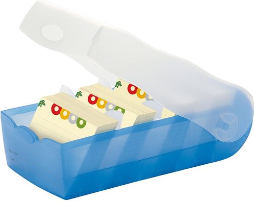 Boîte à fiches "Croco", A7, boîtier : Bleu translucide