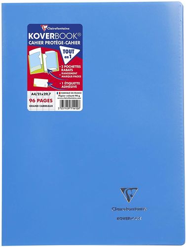 Cahier "Koverbook" - Polypro - 17x22 - 96 pages - Séyès - Bleu