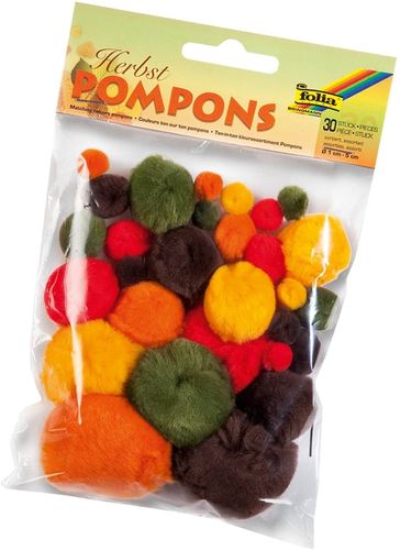 Pompons, 30 pièces, couleurs d'automne