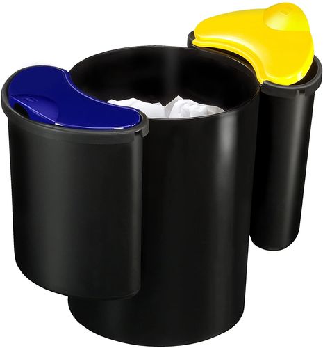 Corbeille avec kit de recyclage "Confort" - Noir/bleu/jaune