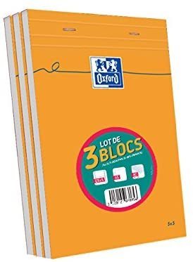Bloc notes - A5 - 160 pages - Quadrillé 5x5 - Lot de 3