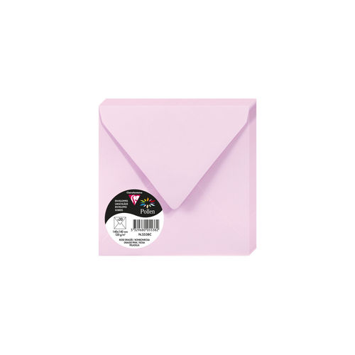 Enveloppes "Pollen" - 140 x 140 mm - Rose dragée