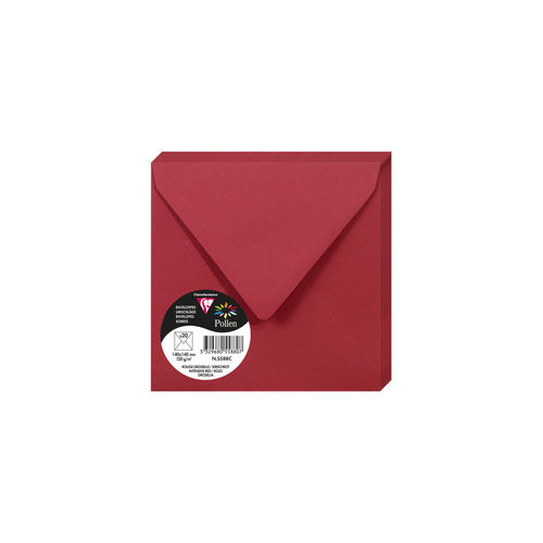 Enveloppes "Pollen" - 140 x 140 mm - Rouge groseille