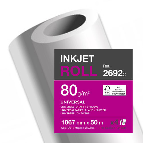 Papier traceur jet d'encre - 1.067 mm x 50 m - 80 g./m²