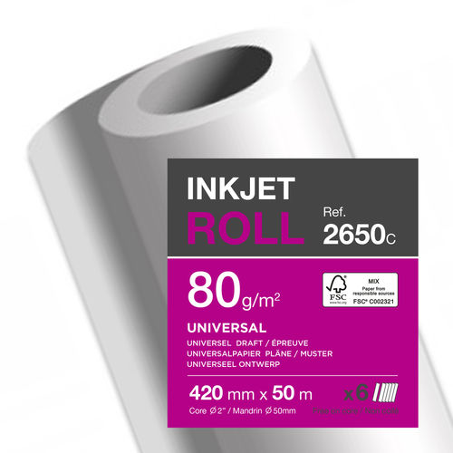 Papier traceur jet d'encre - 420 mm x 50 m - 80 g./m²