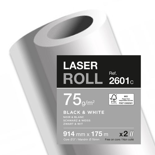 Papier traceur laser - 914 mm x 175 m - 75 g./m²