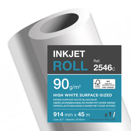 Papier traceur jet d'encre - 914 mm x 45 m - 90 g./m²