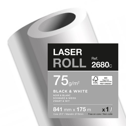 Papier traceur laser - 841 mm x 175 m - 75 g./m²