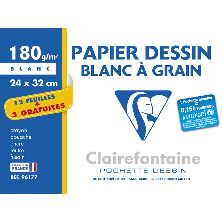 Clairefontaine Rouleau de Papier à Dessin Blanc/Bleu 5 x 0,50 m 
