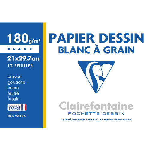 Papier dessin "Blanc à Grain", 180 g./m² - A4