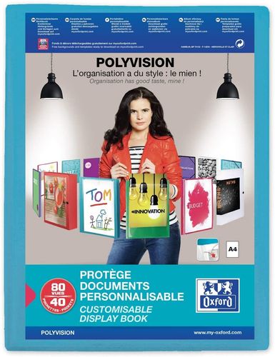 Protège-documents "Polyvision", A4, 40 pochettes - Bleu