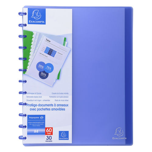 Protège-documents - A4 - 60 vues - Bleu translucide