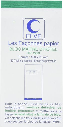 Bloc "Maître d'Hôtel" Tripli - 150 x 75 mm