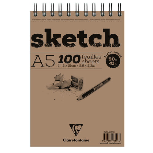 Bloc croquis "Sketch", A5, 90 g./m² - Blanc