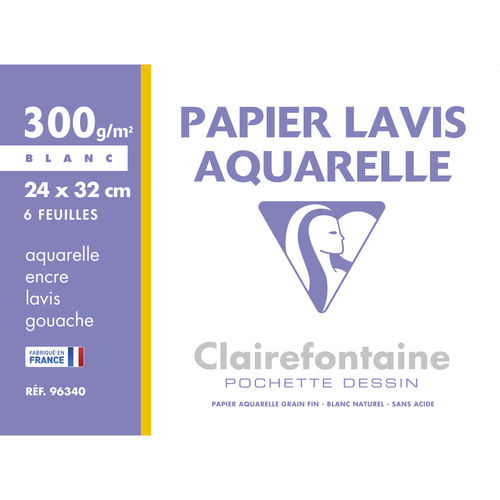 Papier dessin "Lavis Aquarelle", 240 x 320 mm, 300 g./m²