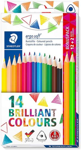 Crayons de couleur "Ergosoft" - Etui de 12 + 2