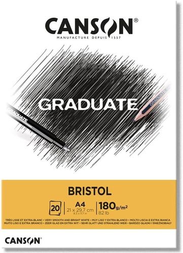 Bloc de dessin "Graduate Bristol" - A4 - 180 g./m² - Blanc