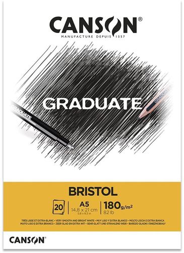 Bloc de dessin "Graduate Bristol" - A5 - 180 g./m² - Blanc