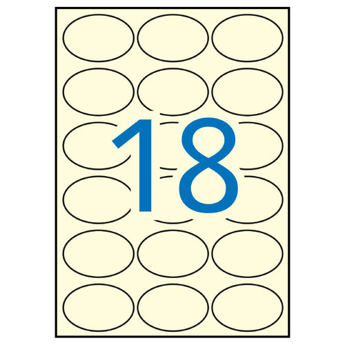 Etiquettes universelles - Ovale - 63,5 x 42,3 mm - Crème
