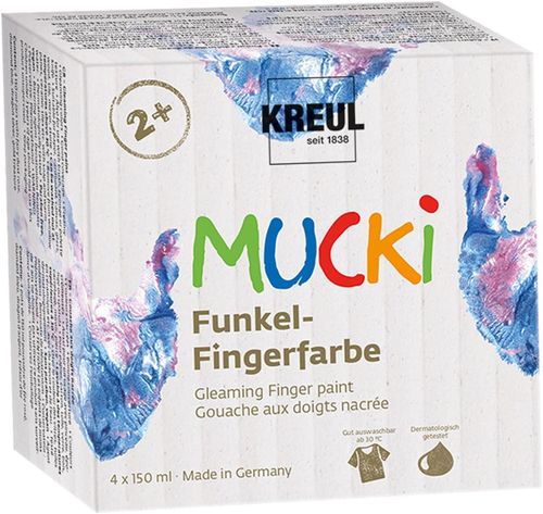 Gouache aux doigts nacrée "Mucki" - 150 ml - Kit de 4