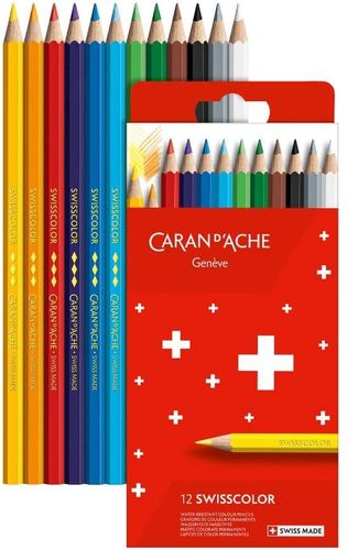 Crayons de couleur "Swisscolor" - Etui carton de 12