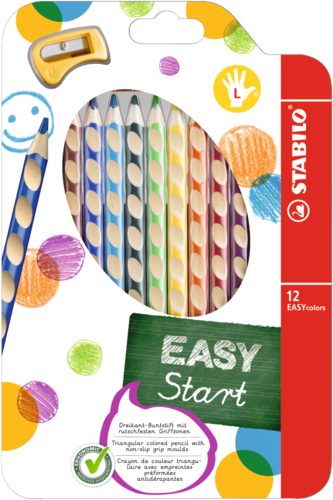Crayons de couleur "EASYcolors" - Gaucher - Etui de 12