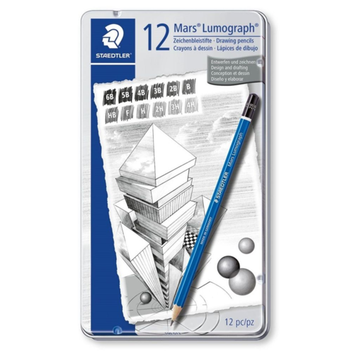 Crayons "100 Mars Lumograph" - Etui en métal de 12