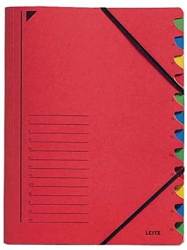 Trieur en carton - A4 - 12 compartiments - Rouge