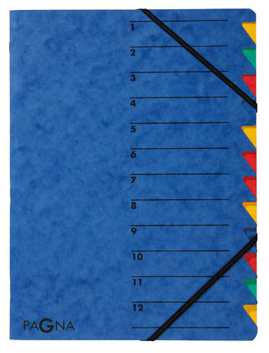 Trieur "Easy" carton - A4 -12 compartiments - Bleu