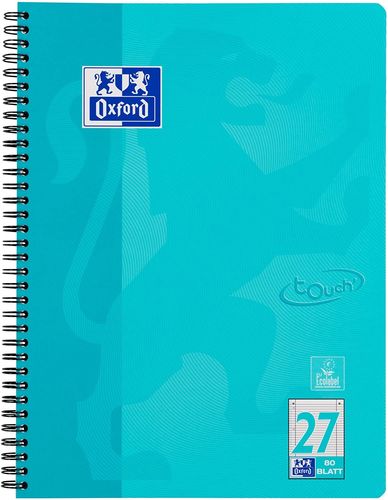 Cahier Touch - A4 - 160 pages - Ligné + 2M - Bleu aqua