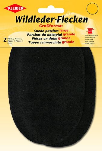 Patch à coudre en daim, 155 x 100 mm - Noir