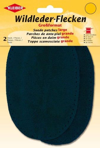 Patch à coudre en daim, 155 x 100 mm - Bleu foncé