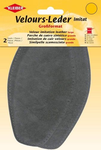 Patch imitation cuir velours, 185x95 mm - Gris moyen