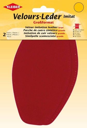 Patch imitation cuir velours, 185x95 mm - Rouge