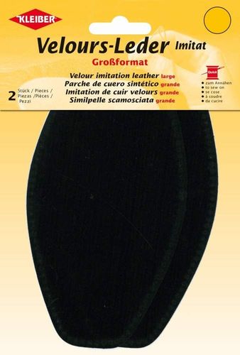 Patch imitation cuir velours, 185x95 mm - Noir