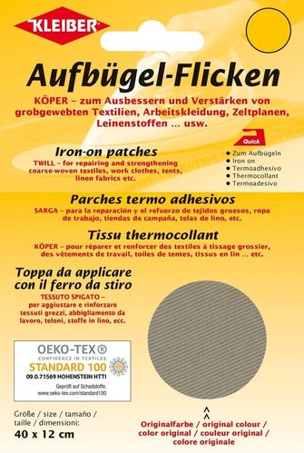Patch thermocollant "Köper", 400 x 120 mm - Beige