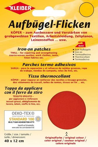 Patch thermocollant "Köper", 400 x 120 mm - Rouge