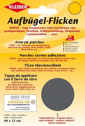 Patch thermocollant "Köper", 400 x 120 mm - Gris foncé