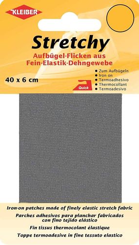 Patch thermocollant élastique, 400 x 60 mm - Gris