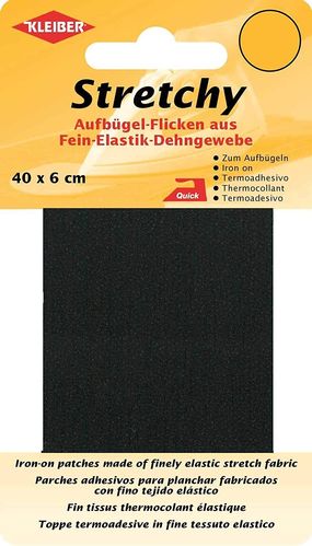 Patch thermocollant élastique, 400 x 60 mm - Noir